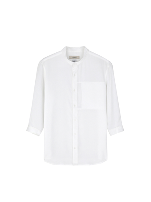 남성 헨리넥 크롭 슬리브 셔츠 (O-WHITE)