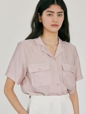 H Jewel Open Collar Shirt_Pale Pink