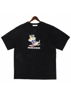23SS (KM00103KJ0008 BLACK) 남성 드레스드 폭스 반팔 티셔츠