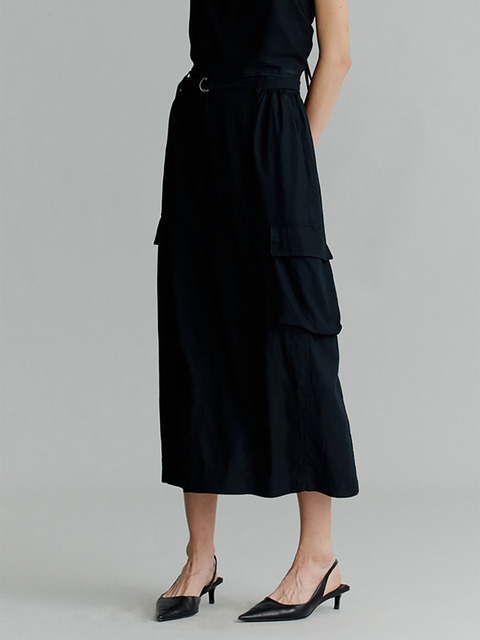 스커트 - 더 라이 (THE RYE) - Belted Slit Skirt(Black)