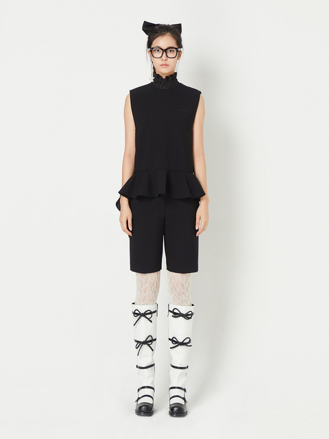 블라우스 - 럭키슈에뜨 (LUCKY CHOUETTE) - [Atelier] Neck Pleated Point Sleeveless Blouse_LFSAW23860BKX