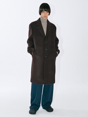 Cashmere Blend Single Chester Coat - Brown