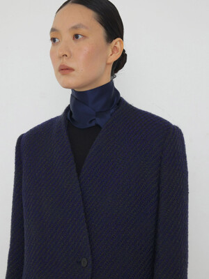 Blue-jazzy tweed wool jacket