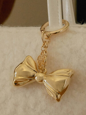 T Ribbon Logo Key Ring_Gold