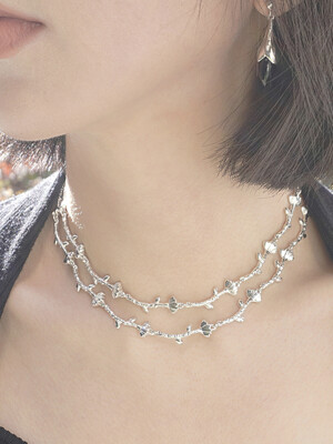 [Silver925] Flower chain choker necklace_Silver