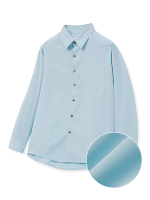 블루 세미 오버핏 컴포트 폴리 셔츠 (TNSH4E103B2)
