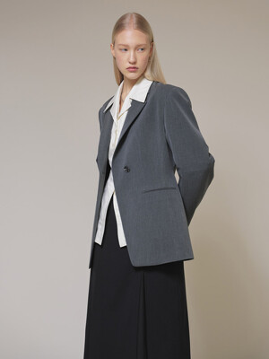 Basic One-button Jacket in Grey VW4SJ005-12