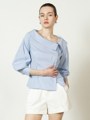 Oblong collar shirt - stripe