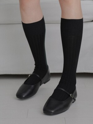plain knee socks - black
