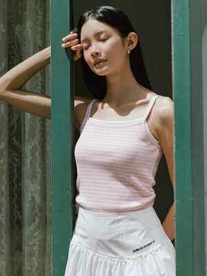 24 summer Basic cotton sleeveless stripe top_Light pink