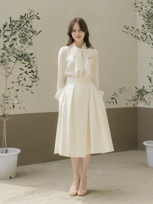Double Tucked Flare Skirt / Ivory(2color)