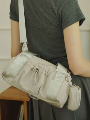 [파우치세트] mini ver. glossy tote cross bag _Light gray