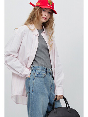 UNISEX OVERSIZED BD STRIPED SHIRT SOFT PINK STRIPE_UDSH5A115P1