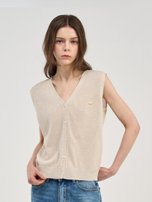 25ss Linen Sleeveless Knit Vest  4color
