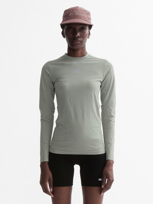VENODE Small Track Logo Active Long Tshirts_Beige (Tight Fit)