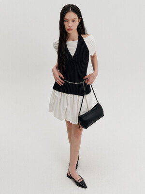 벨라 홀터넥 니트 탑_블랙 / BELLA HALTER NECK KNIT TOP_BLACK