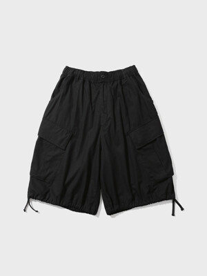 Rib stop Cargo Half Pants - Black
