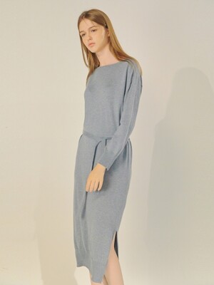 BELTED KNIT DRESS - CHARCOAL