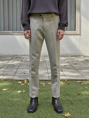 DUAL SLIM STRAIGHT SLACKS_LIGHT BEIGE