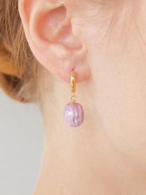 Ring ceramic earring gold round(purple)