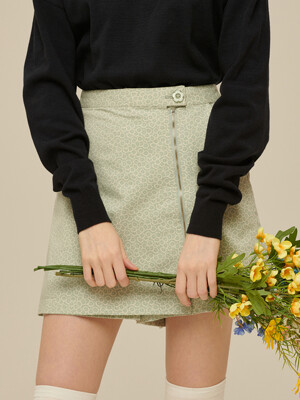 Flower Zipper Skirt pants [MINT]