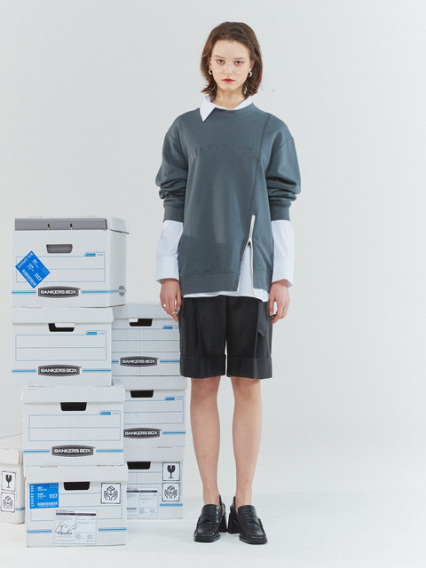 티셔츠 - 클루드클레어 (Clue De Clare) - stitched detail sweatshirt charcoal