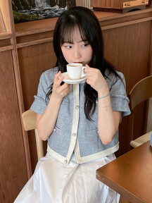 [Tweed] Summer Tweed Cropped Jacket