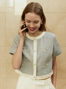 아우터 - 프론트로우 (FRONTROW) - [Tweed] Summer Tweed Cropped Jacket