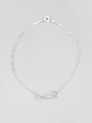 Smile lettering silver chain Anklet 스마일 레터링 실버 체인 발찌
