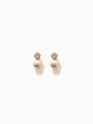 14K Gold Cubic Pearl Earrings G0221