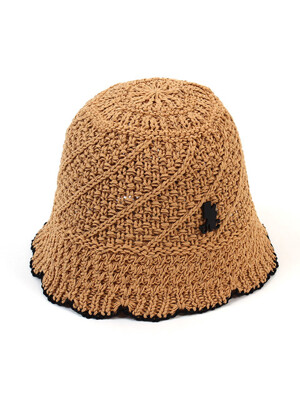 Summer Beige Edge Knit Bucket Hat 니트버킷햇