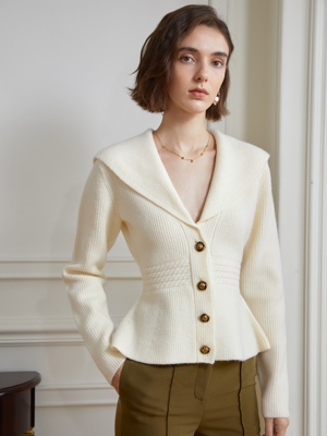 YY_Soft skin deep v-neck wool knit cardigan_CREAM