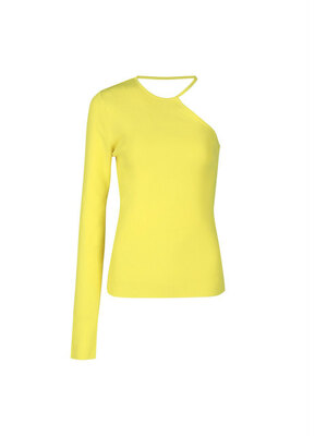 ONE-SHOULDER KNITTED TOP (YELLOW)
