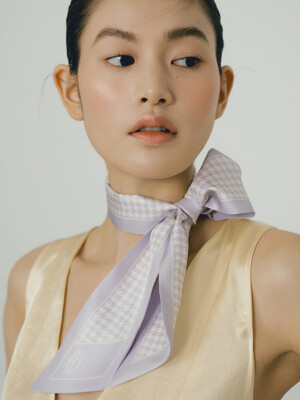 Long Twilly Silk Scarf - Houndstooth Lavender