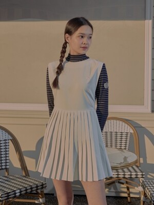 PLEATED JUMPER DRESS W/INNER PANTS_Ivory