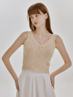 Clotty knit sleeveless (cream)