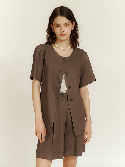 티셔츠,아우터 - 이슈넘버 (ISSUE NUMBER) - 1.61 Summer set-up jacket (Brown)