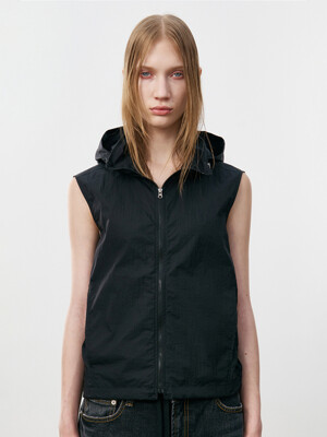 SHEER NYLON VEST, BLACK