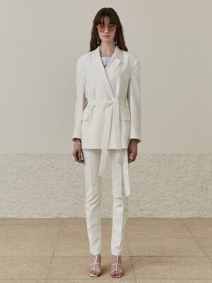 SOLEIL Linen Double Button Jacket_Off White