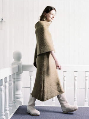 Mohair Blend Knit Skirt / Camel