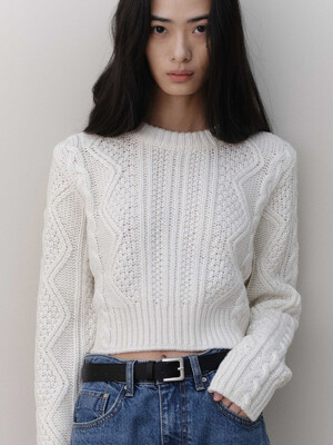 wool cable crop knit_ivory