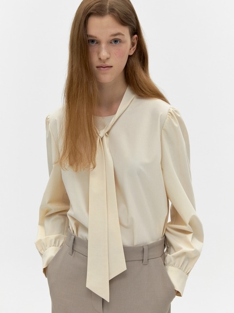 블라우스 - 드파운드 (DEPOUND) - tie blouse - cream