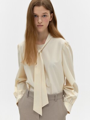 tie blouse - cream