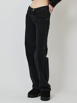 LOW-RISE STUD JEANS_BLACK