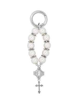 cross pearl key ring