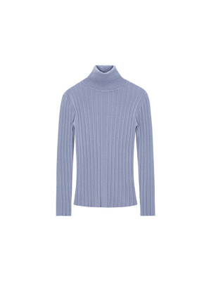 Polo Neck Ribbed Pullover_purple