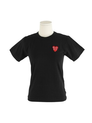 [당일/국내]24SS P1T287 BLACK 블랙 더블하트 와펜 여성 반팔 티셔츠 LNL