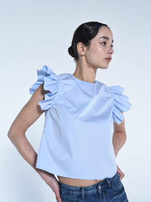 WING-SLEEVE BLOUSE - BLUE