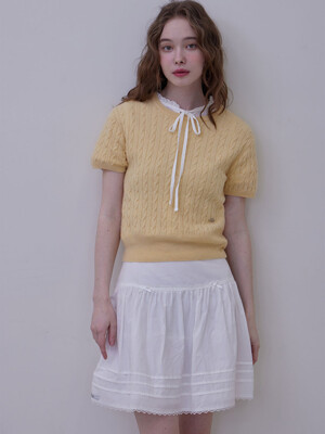 DARIN CASHMERE CABLE KNIT TOP_3COLORS_YELLOW
