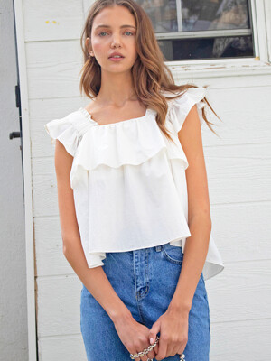 AILEEN Frill Sleeveless Blouse(아일린)_IVORY